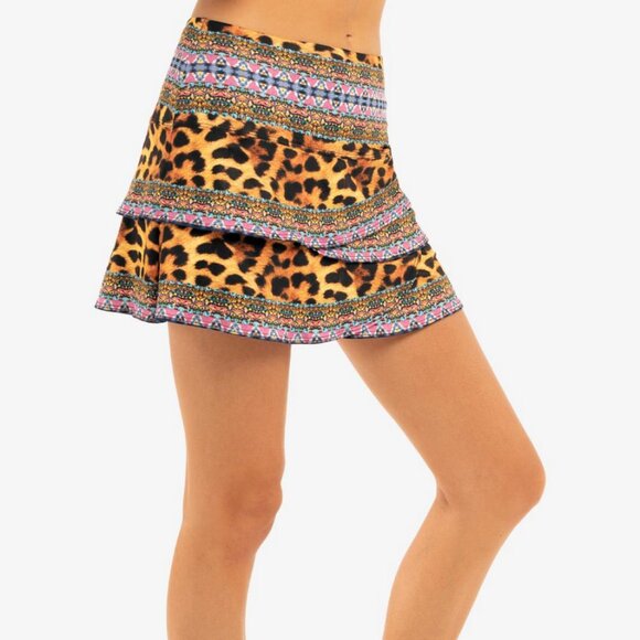 Lucky in Love Leopard Print Scallop A-Line 14 inch Skort Size S NWT - Picture 1 of 10